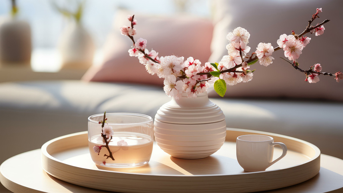 Drei Deko-Elemente auf einem Tablett