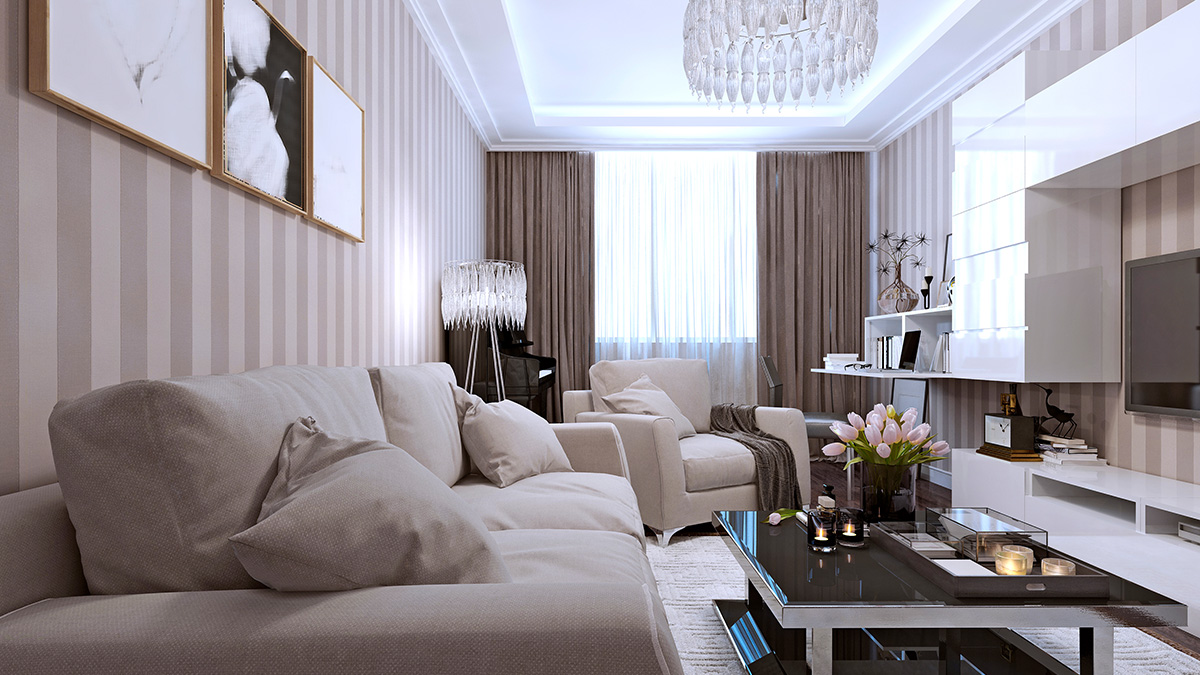 Ein Wohnzimmer in Cappuccino Farben