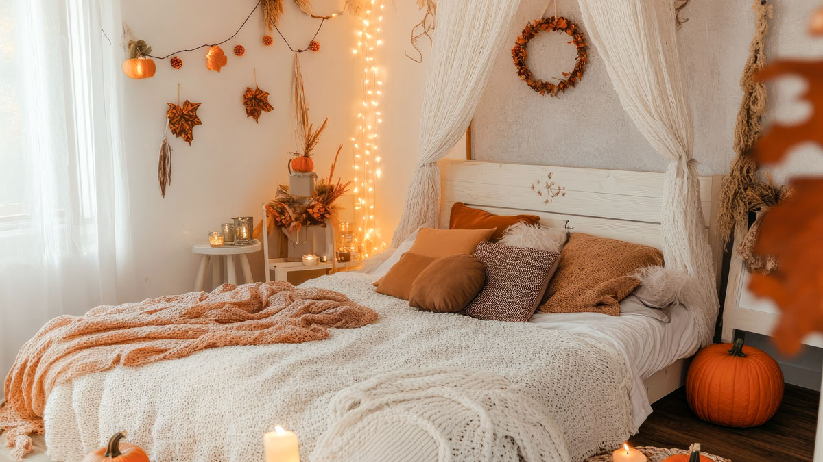 Herbstfarben 2025, Schlafzimmer im Herbst-Look