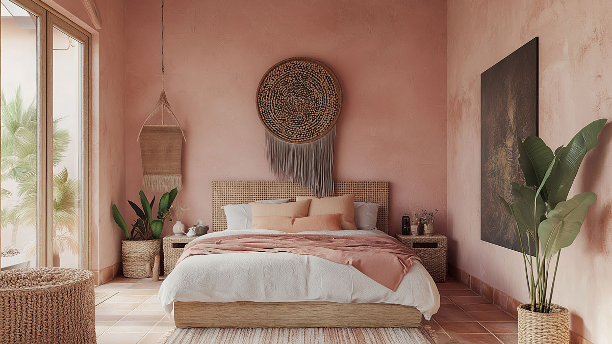 Schlafzimmer Kopfteile, Bett mit Kopfteil aus Rattan