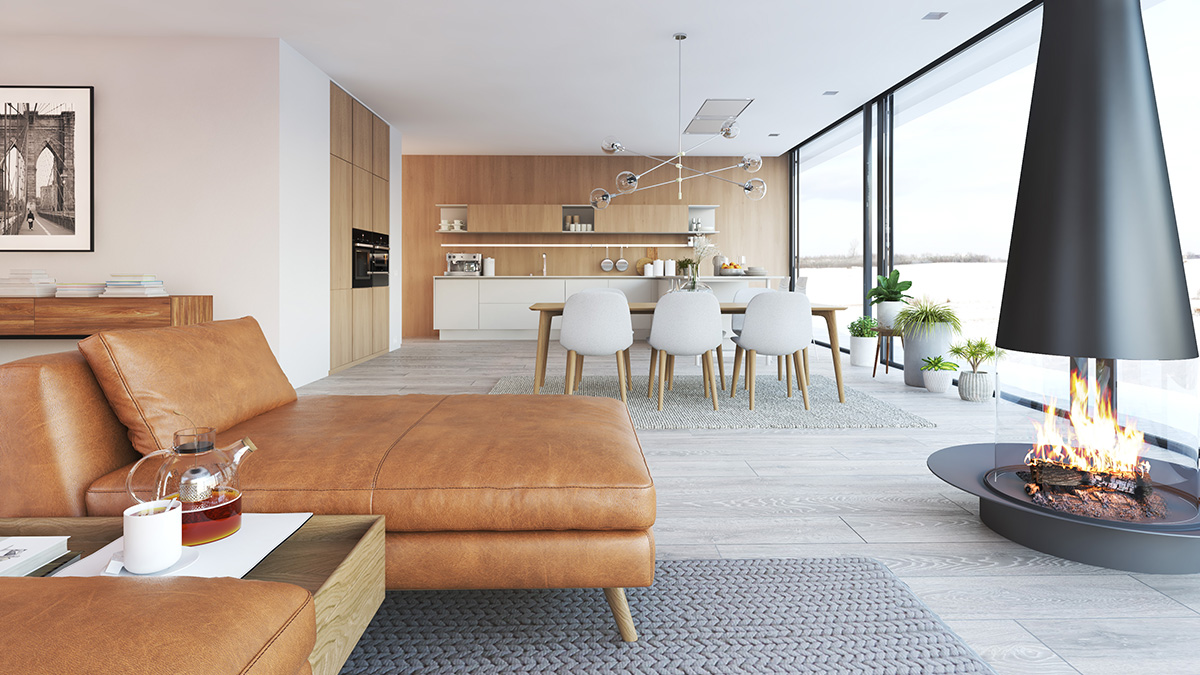 Blick in einen offenen Wohnbereich