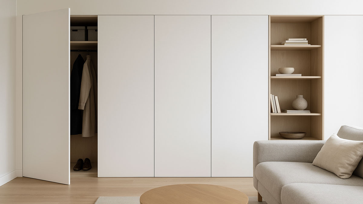 Wie Einbauschränke kleine Räume optisch vergrößerrn. Foto: Dall-E (AI)