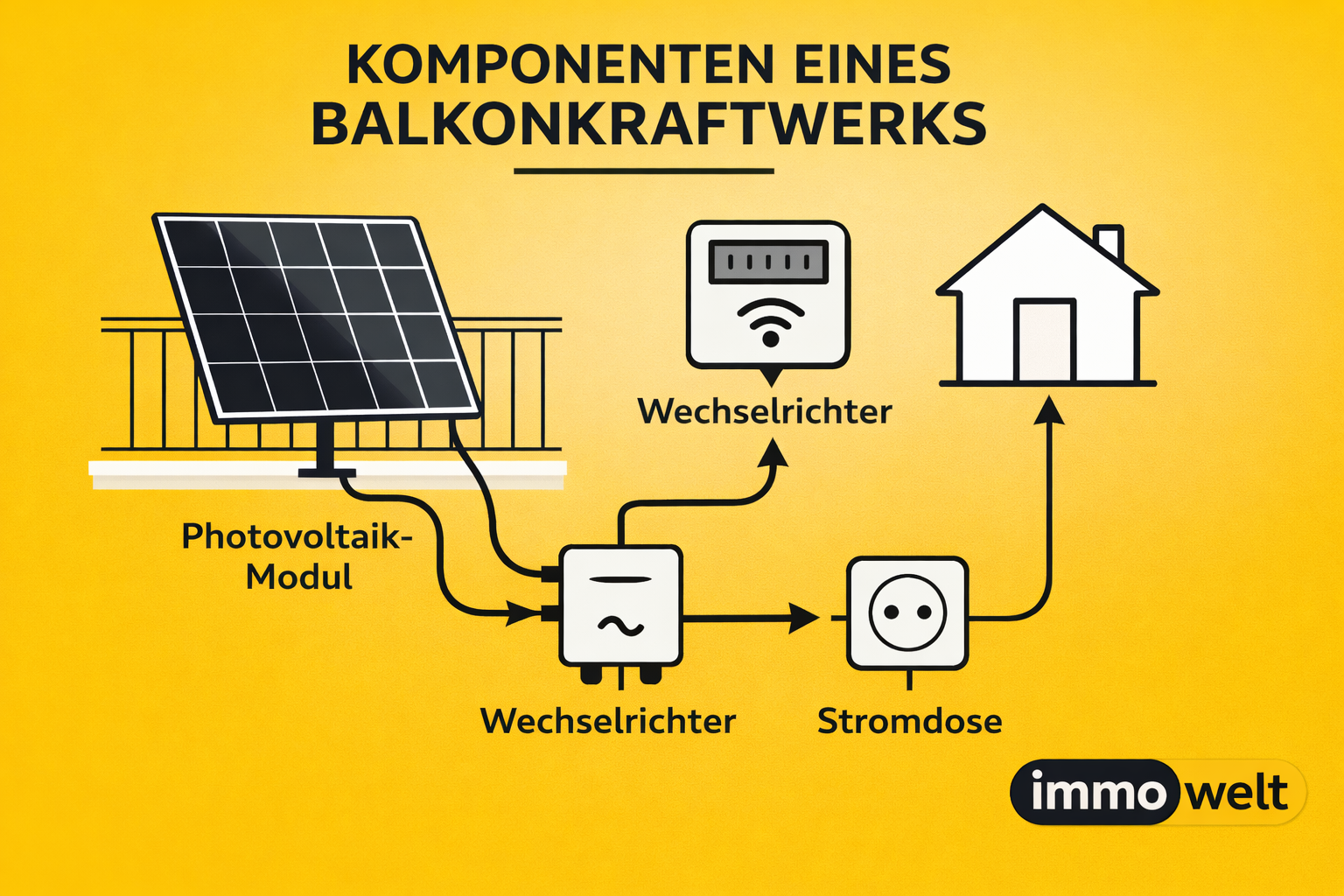 Abbildung der Komponenten eines Balkonkraftwerks