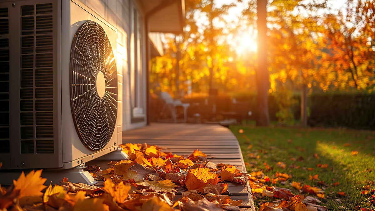 Wärmepumpe Stromspeicher, Sonne im Herbst und Wärmepumpe