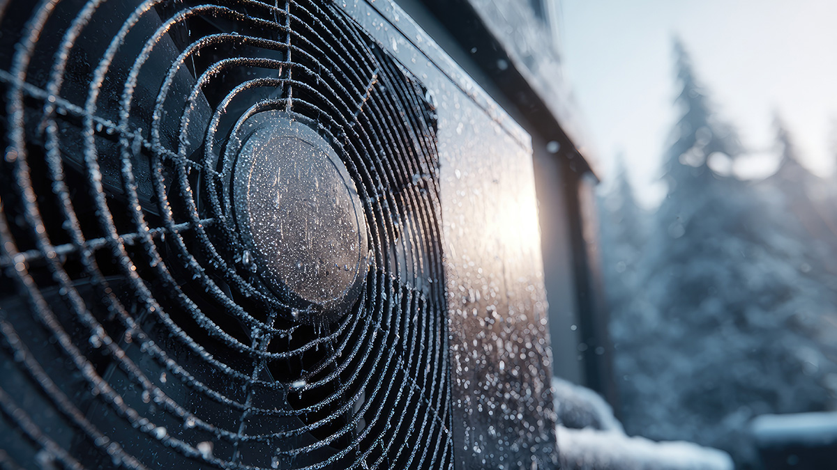 Eiskristalle an der Wärmepumpe