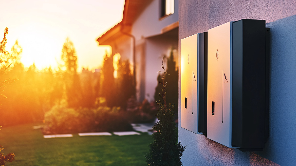 Batteriespeicher an einer Hauswand