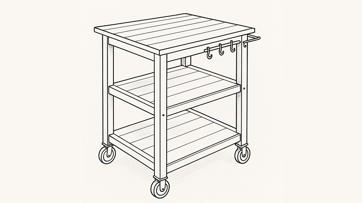 Skizze: Selbstgebauter Outdoor-Küchenwagen 