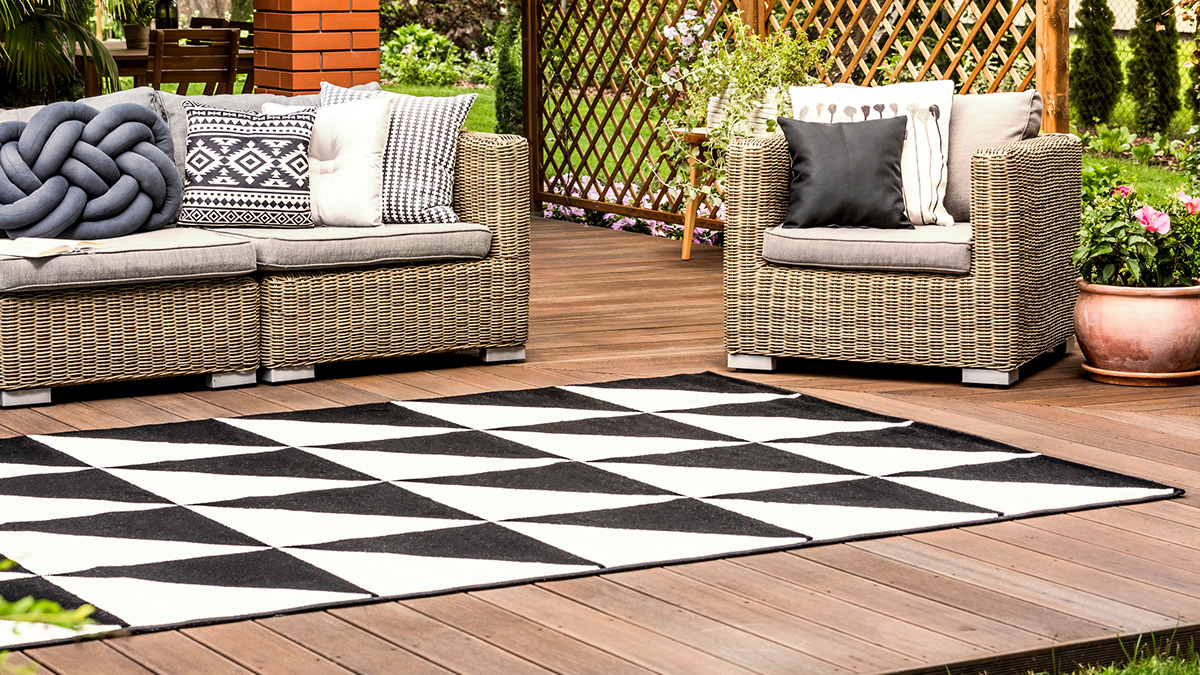 Outdoor Teppich, ein Outdoor-Teppich auf der Terrasse