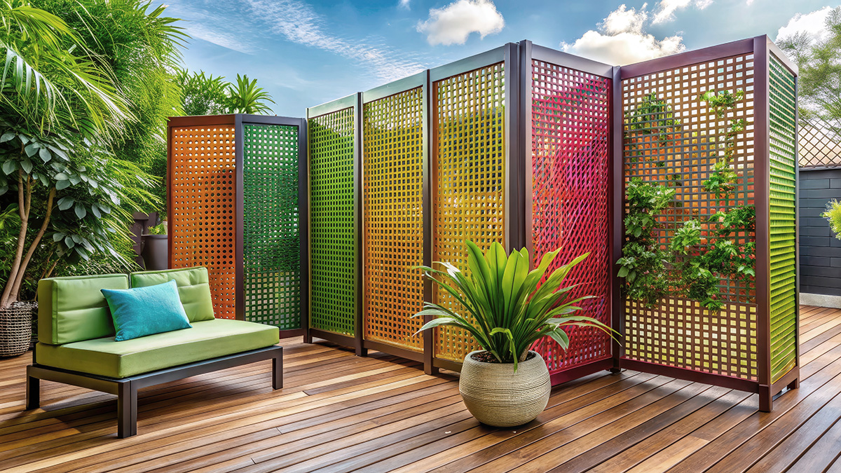Windschutz auf dem Balkon - mit einer faltbaren Trennwand.