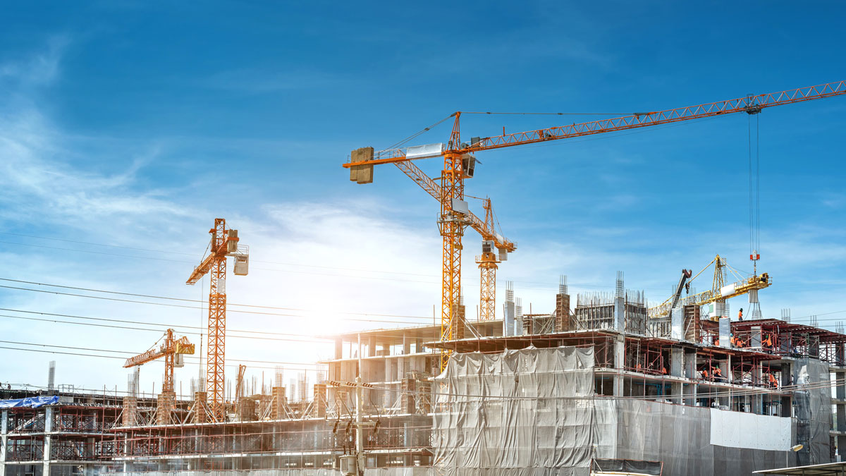 Baubranche Oktober, ein Großbaustelle