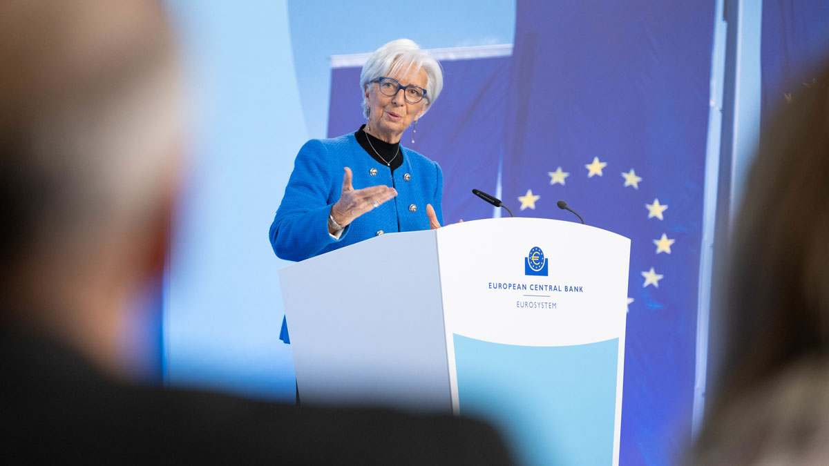Christine Lagarde, Vorsitzende der Europäischen Zentralbank, verkündet die nächste Zinssenkung.