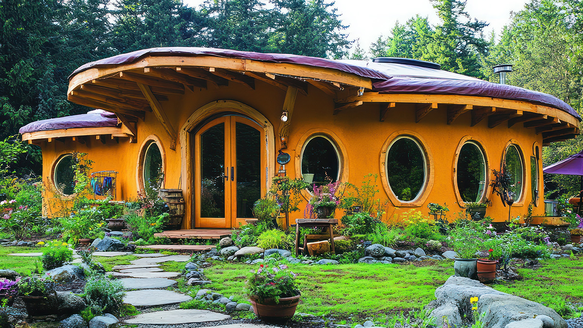 Ein Haus in Form einer Jurte.