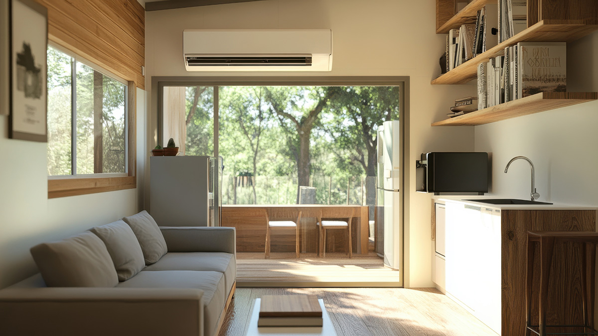 Tiny House Mini-Wärmepumpe, Mini-Wärmepumpe in einem Tiny House