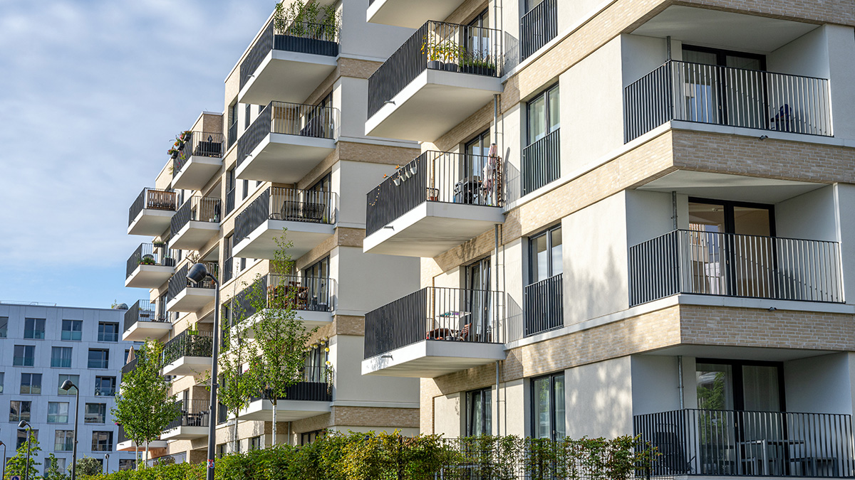 Studie Wohnungsbedarf, Blick auf eine Wohnanlage