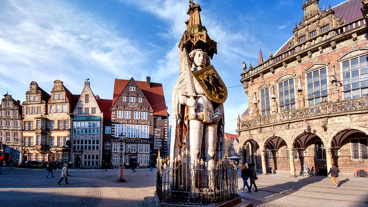 Der Bremer Marktplatz liegt im Zentrum der Hansestadt und ist einer der ältesten öffentlichen Plätze Bremens