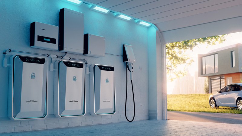 Ein Batteriespeicher kann Energie aus Solarzellen für die Nacht speichern.