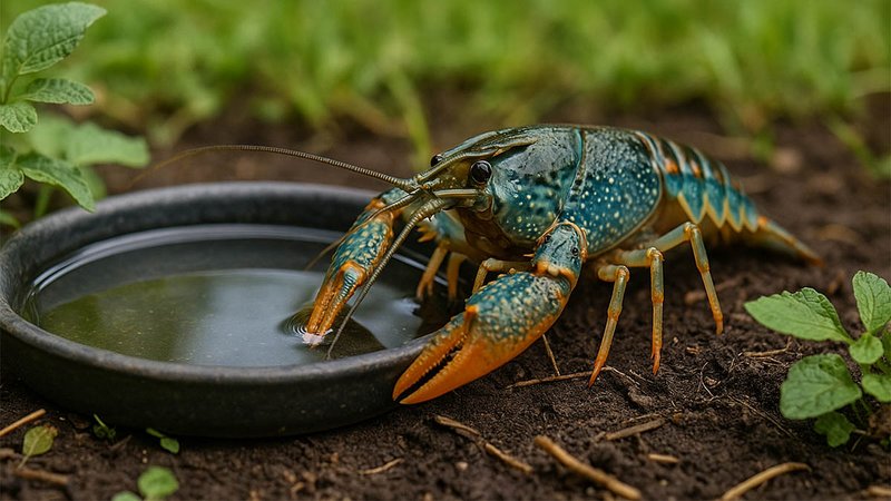 Kalikokrebs an Wasserschale