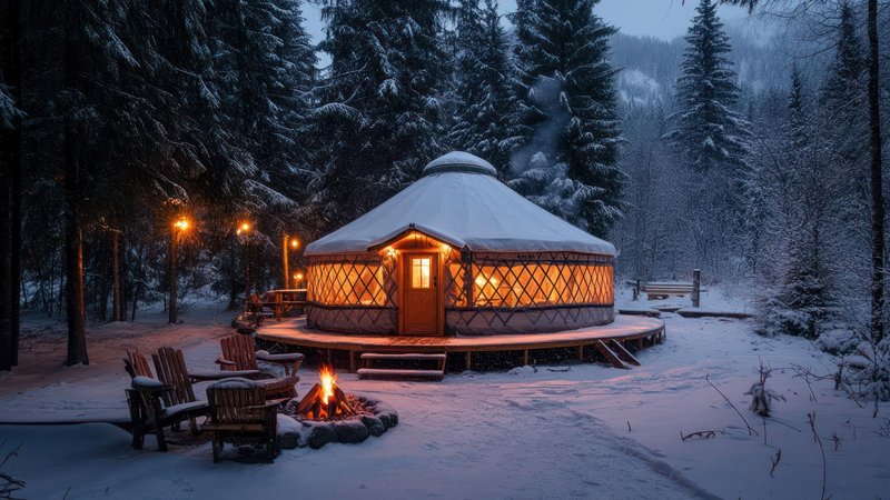 Jurte ganzjährig bewohnen, Jurte im Winter im Wald
