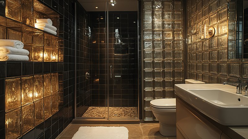 Modernes Bad mit Glaswürfel-Wänden