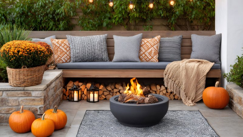 Sichtschutz Balkon und Terrasse, Terrasse im Herbst