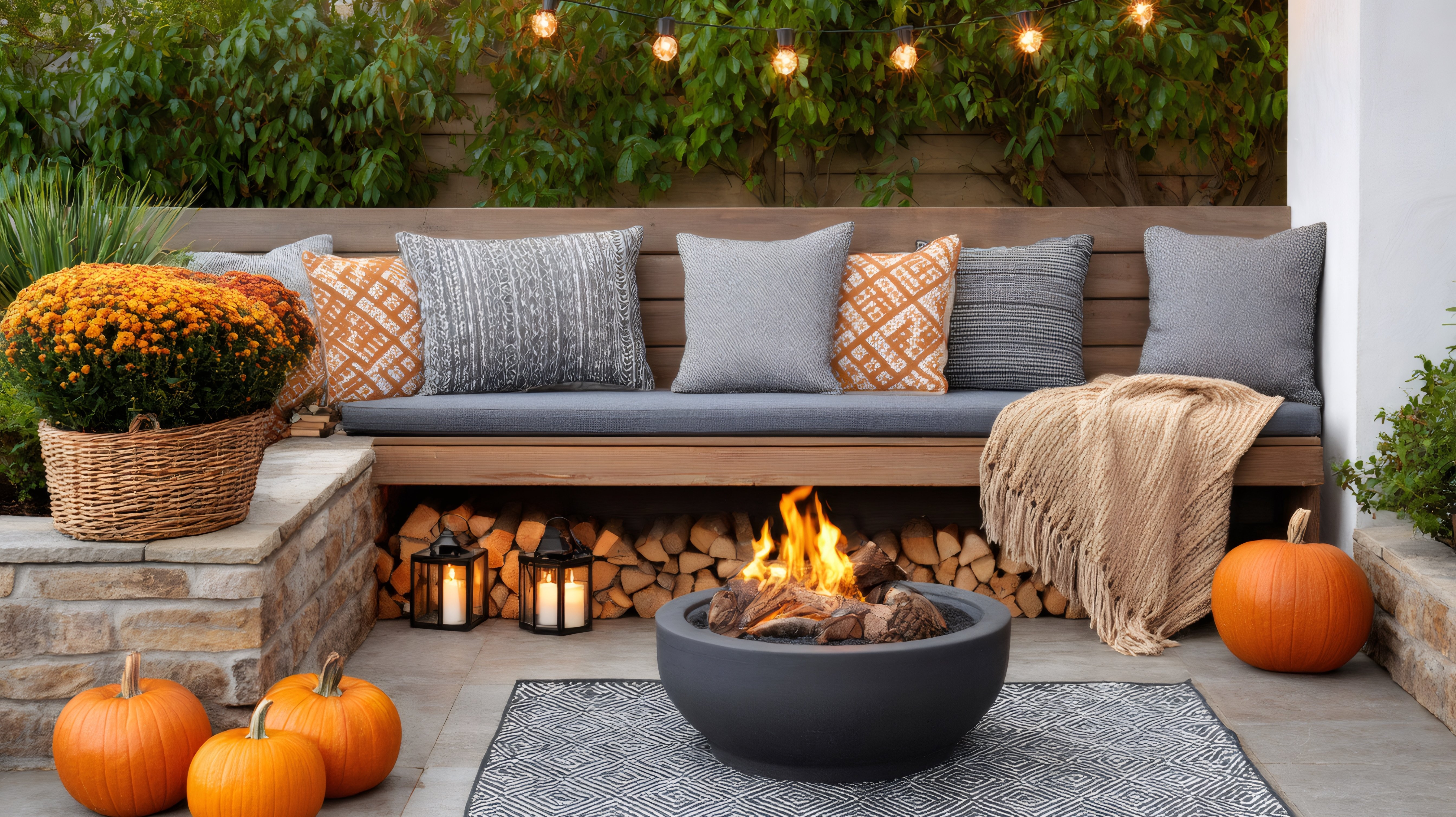Sichtschutz Balkon und Terrasse, Terrasse im Herbst
