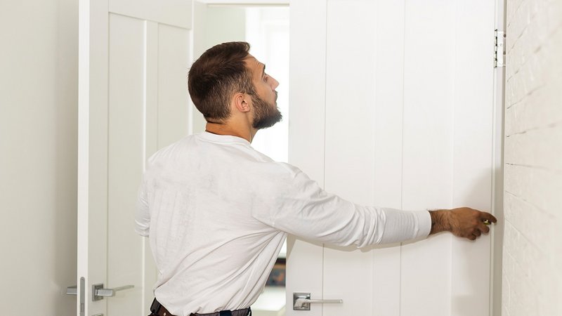 Vermieter baut Türe aus.