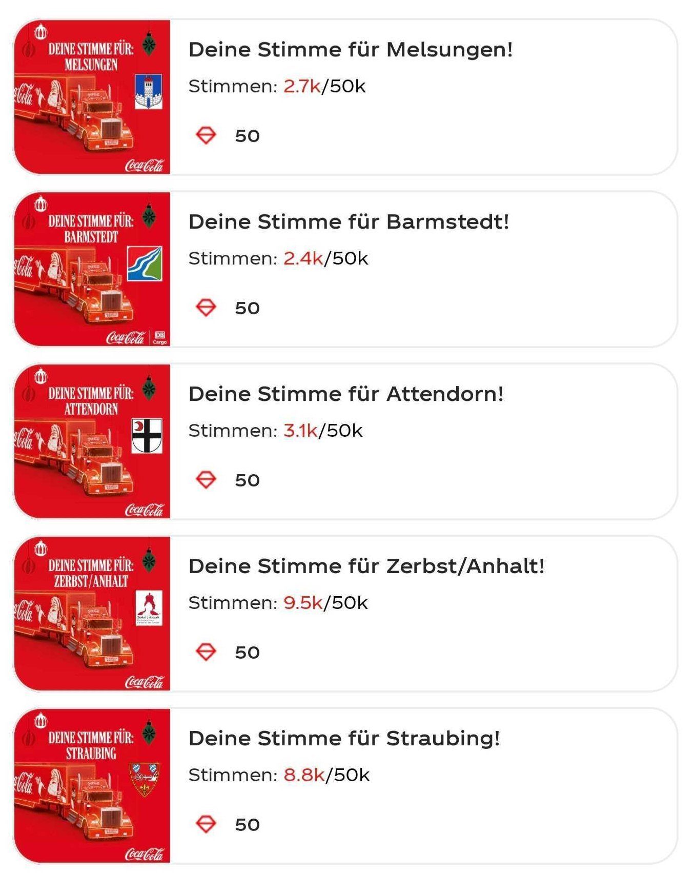 Screenshot Coca Cola App