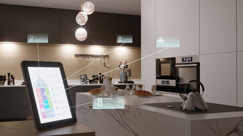 Smart Home Systeme Stiftung Warentest, Smart-Home-Zentrale in der Küche vernetzt smarte Geräte miteinander