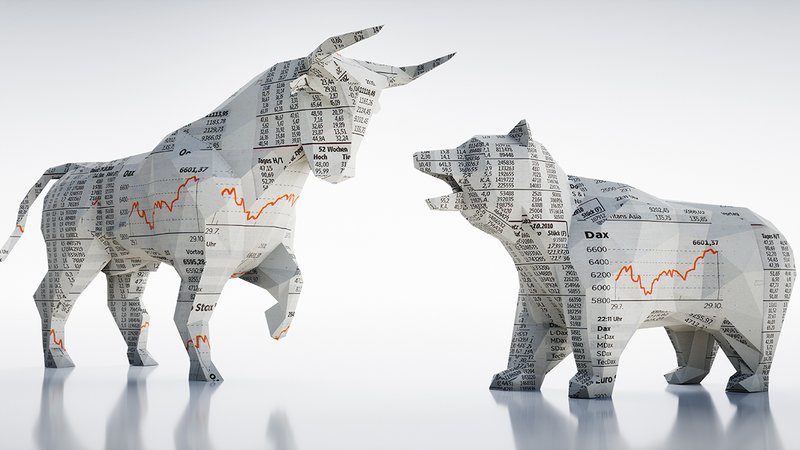 Bulle und Bär aus Papier gefaltet