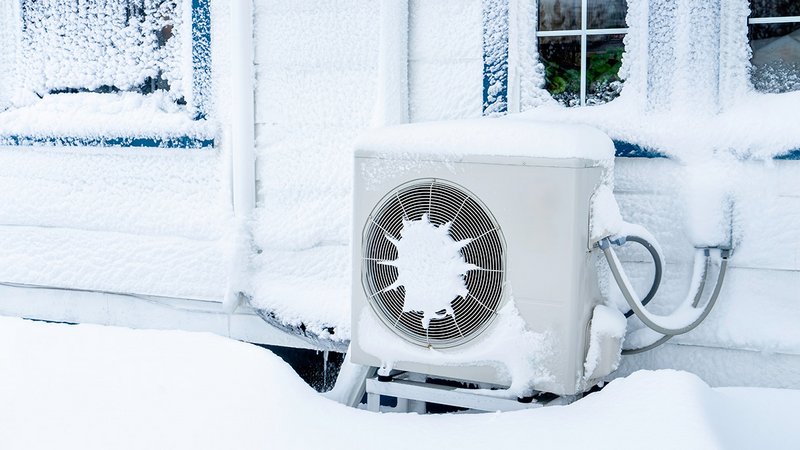 Wärmepumpe Effizienz, Verschneite Wärmepumpe