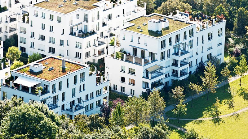 Unterschied Mietpreisbremse Kappungsgrenze, Blick auf eine Wohnanlage