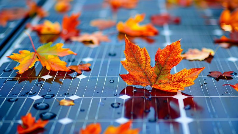 Black Friday, Herbstlaub auf Solaranlage