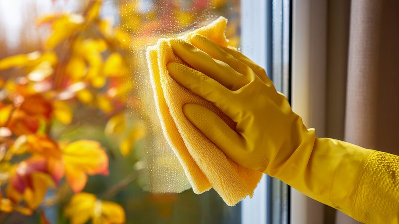 Herbstputz, Fensterputz, außen Herbst