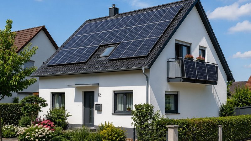 Einfamilienhaus mit Balkonkraftwerk und PV-Anlage