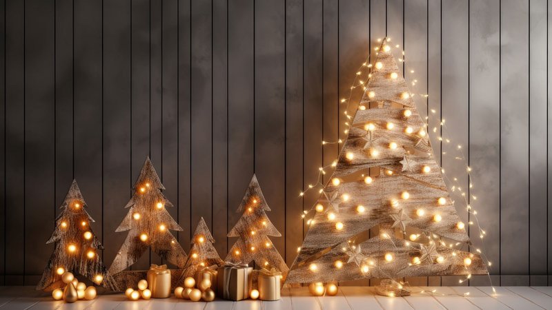 Weihnachtsaum Alternativen, beleuchteter Holz-Weihnachtsbaum