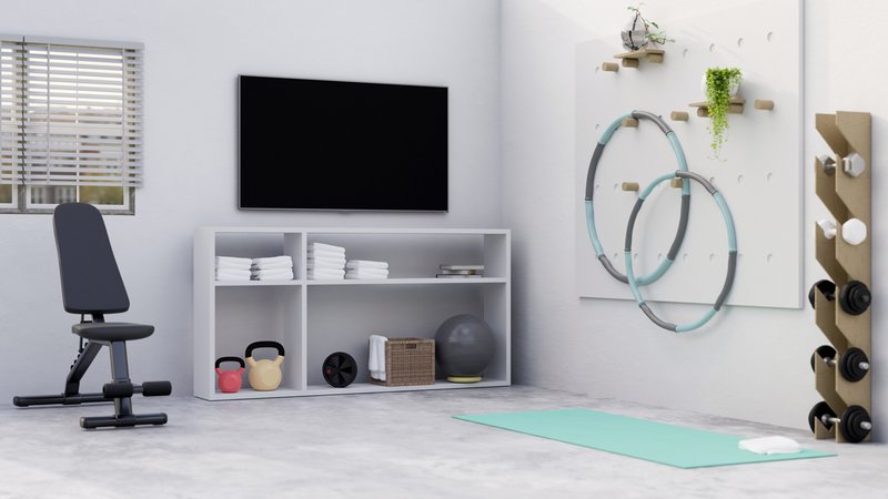 ein minimalistisch eingerichtetes Home Gym