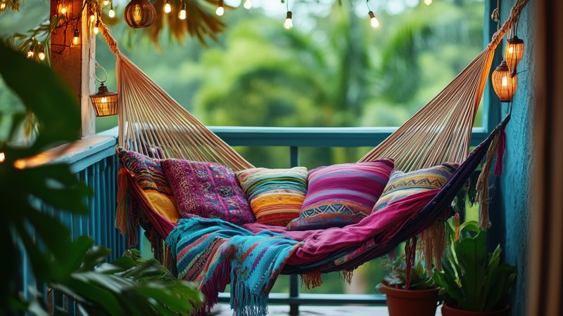 Balkon mit Hängematte