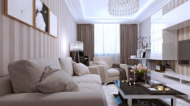 Ein Wohnzimmer in Cappuccino Farben