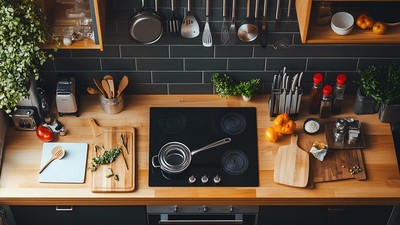 Kleine Küche aus der Vogelperspektive