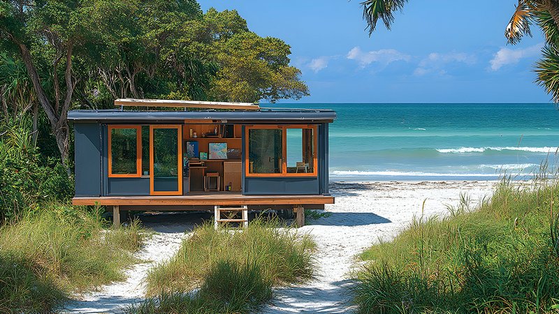 Mediterranes Tiny House am Meer mit Sandstrand