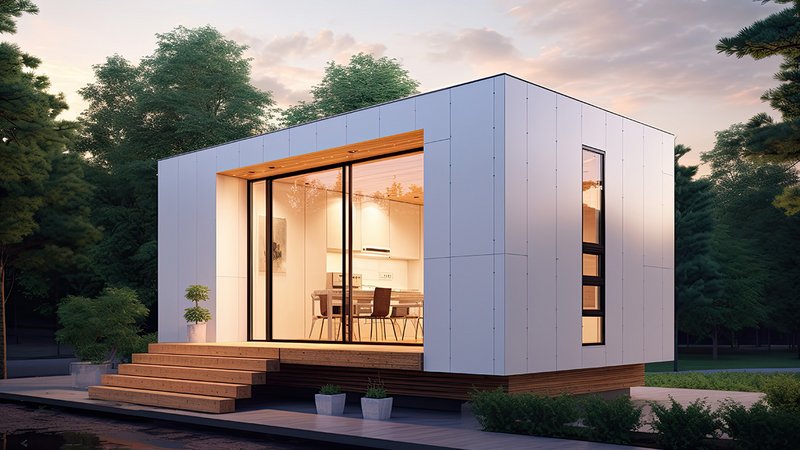 Tiny House im Bauhausstil, ein helles und modernes Tiny House im Bauhausstil
