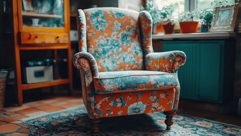 Stoffe streichen, alter Sessel