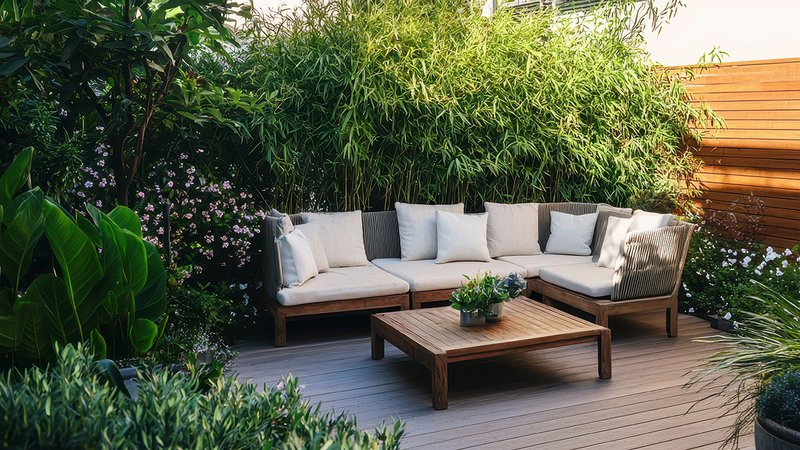 Sichtschutz schnelles Wachstum, schnellwachsender Bambus als Sichtschutz auf der Terrasse 